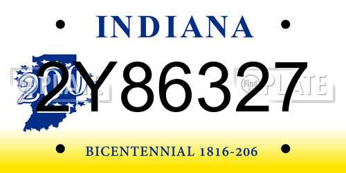 2Y86327 Indiana License Plate