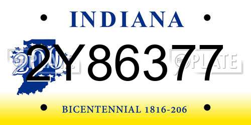 2Y86377 Indiana License Plate