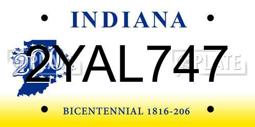 2YAL747 Indiana License Plate