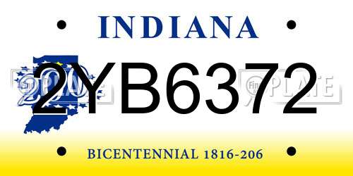 2YB6372 Indiana License Plate