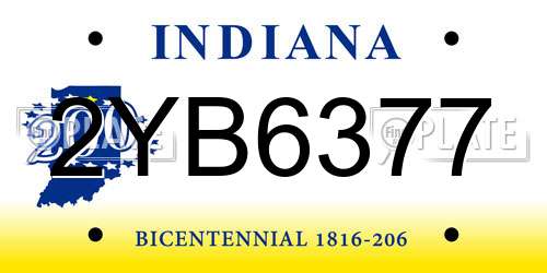 2YB6377 Indiana License Plate