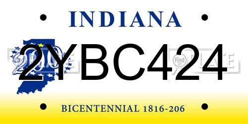 2YBC424 Indiana License Plate