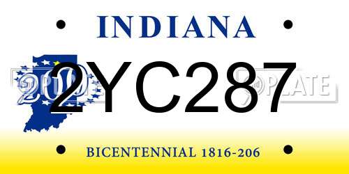 2YC287 Indiana License Plate