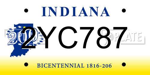 2YC787 Indiana License Plate
