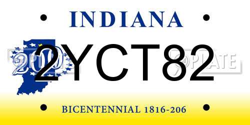2YCT82 Indiana License Plate