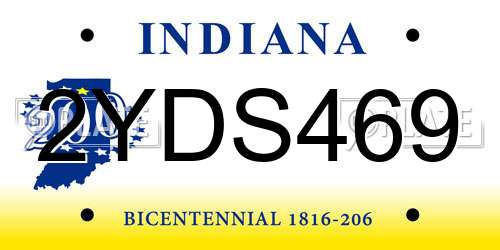2YDS469 Indiana License Plate