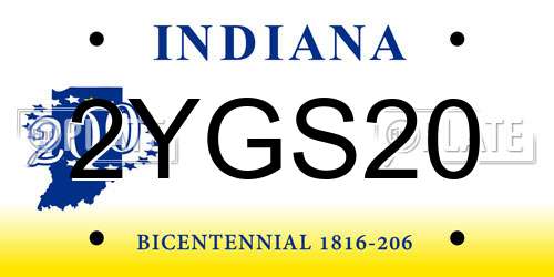 2YGS20 Indiana License Plate