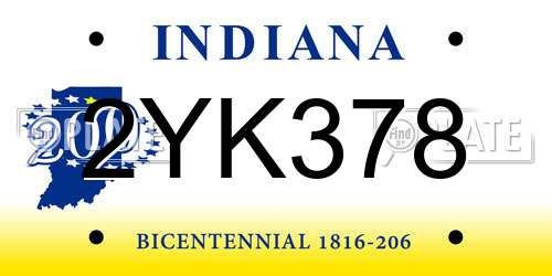 2YK378 Indiana License Plate