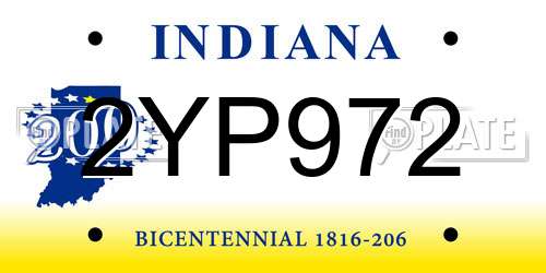 2YP972 Indiana License Plate