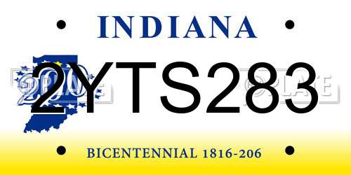 2YTS283 Indiana License Plate