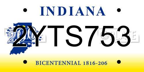 2YTS753 Indiana License Plate