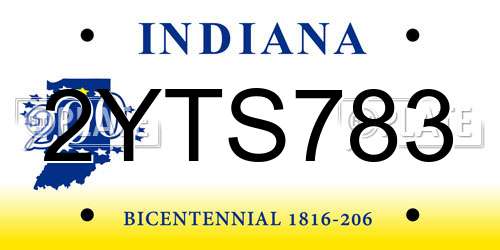 2YTS783 Indiana License Plate
