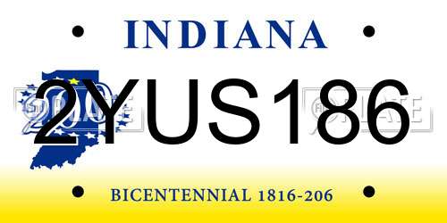 2YUS186 Indiana License Plate