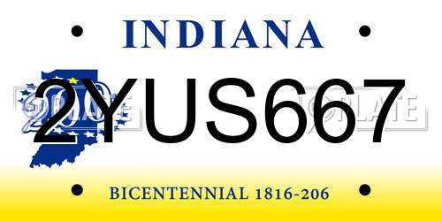 2YUS667 Indiana License Plate