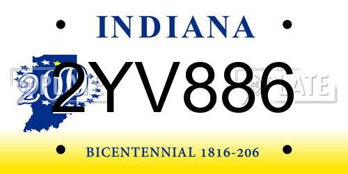 2YV886 Indiana License Plate