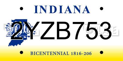 2YZB753 Indiana License Plate