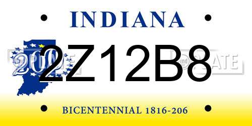 2Z12B8 Indiana License Plate