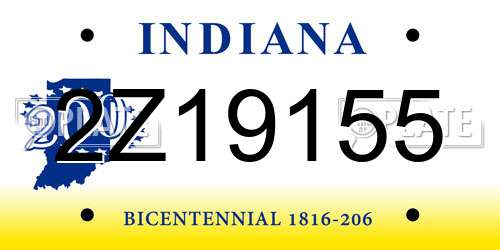 2Z19155 Indiana License Plate