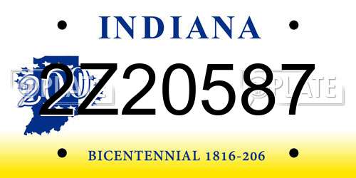 2Z20587 Indiana License Plate