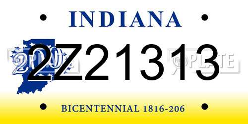 2Z21313 Indiana License Plate