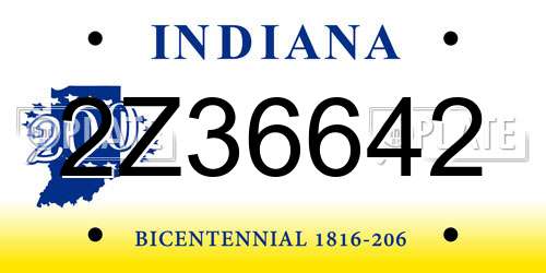 2Z36642 Indiana License Plate