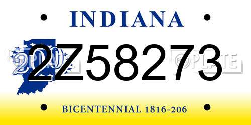 2Z58273 Indiana License Plate