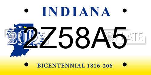 2Z58A5 Indiana License Plate
