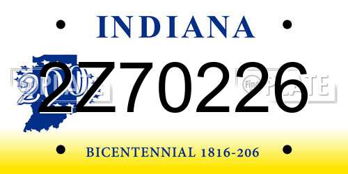 2Z70226 Indiana License Plate