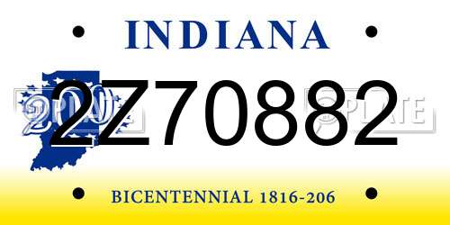 2Z70882 Indiana License Plate