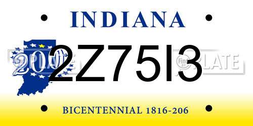 2Z75I3 Indiana License Plate