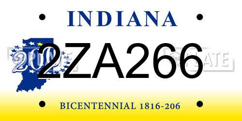 2ZA266 Indiana License Plate