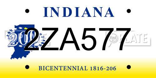 2ZA577 Indiana License Plate