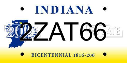 2ZAT66 Indiana License Plate