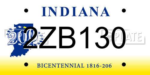 2ZB130 Indiana License Plate