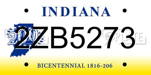 2ZB5273 Indiana License Plate