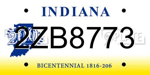 2ZB8773 Indiana License Plate