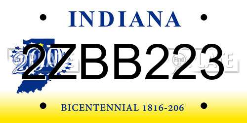 2ZBB223 Indiana License Plate