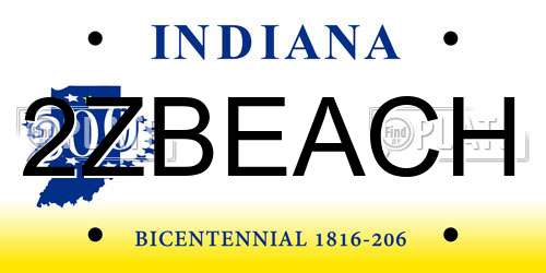 2ZBEACH Indiana License Plate