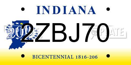 2ZBJ70 Indiana License Plate