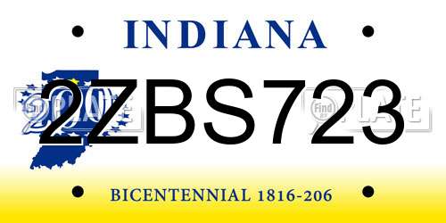 2ZBS723 Indiana License Plate