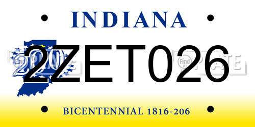 2ZET026 Indiana License Plate