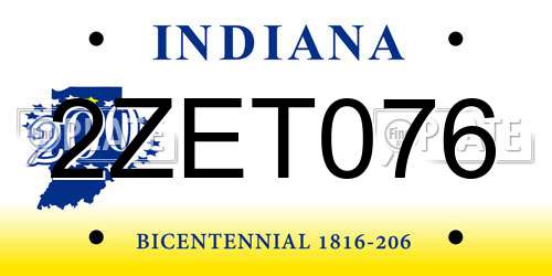 2ZET076 Indiana License Plate