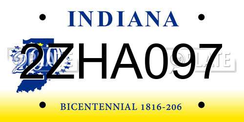 2ZHA097 Indiana License Plate