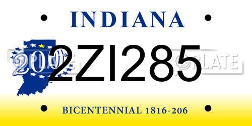 2ZI285 Indiana License Plate