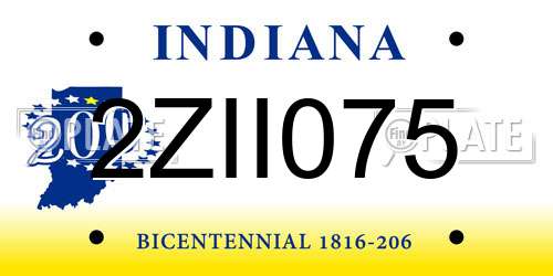 2ZII075 Indiana License Plate