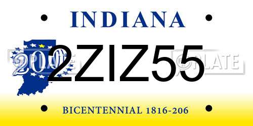 2ZIZ55 Indiana License Plate