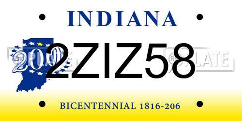 2ZIZ58 Indiana License Plate