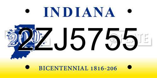 2ZJ5755 Indiana License Plate