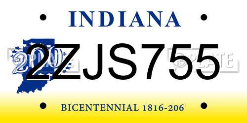 2ZJS755 Indiana License Plate