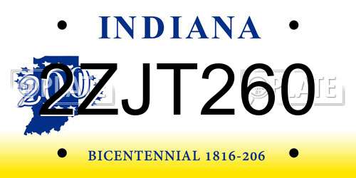 2ZJT260 Indiana License Plate